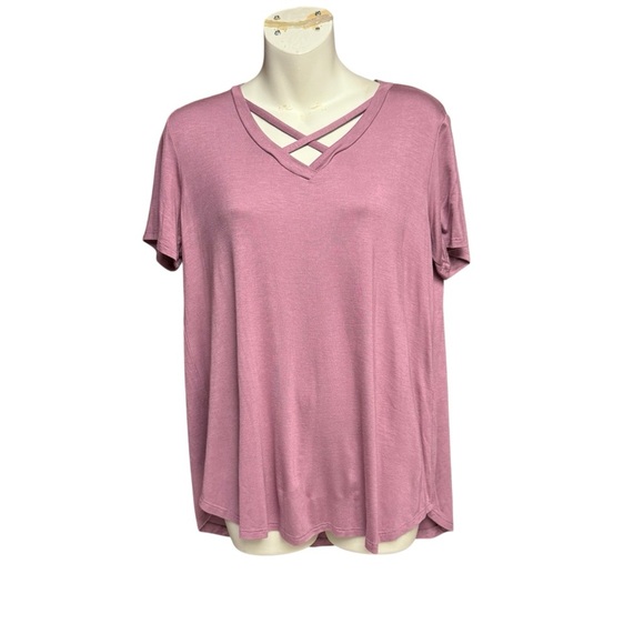 Hemish  USA light  Mauve V-Neck Crisscross Tee size medium NWT - Picture 1 of 8